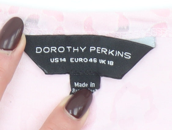 Dorothy Perkins Women’s Pink Leopard Print Short Sleeve T-Shirt Size 18