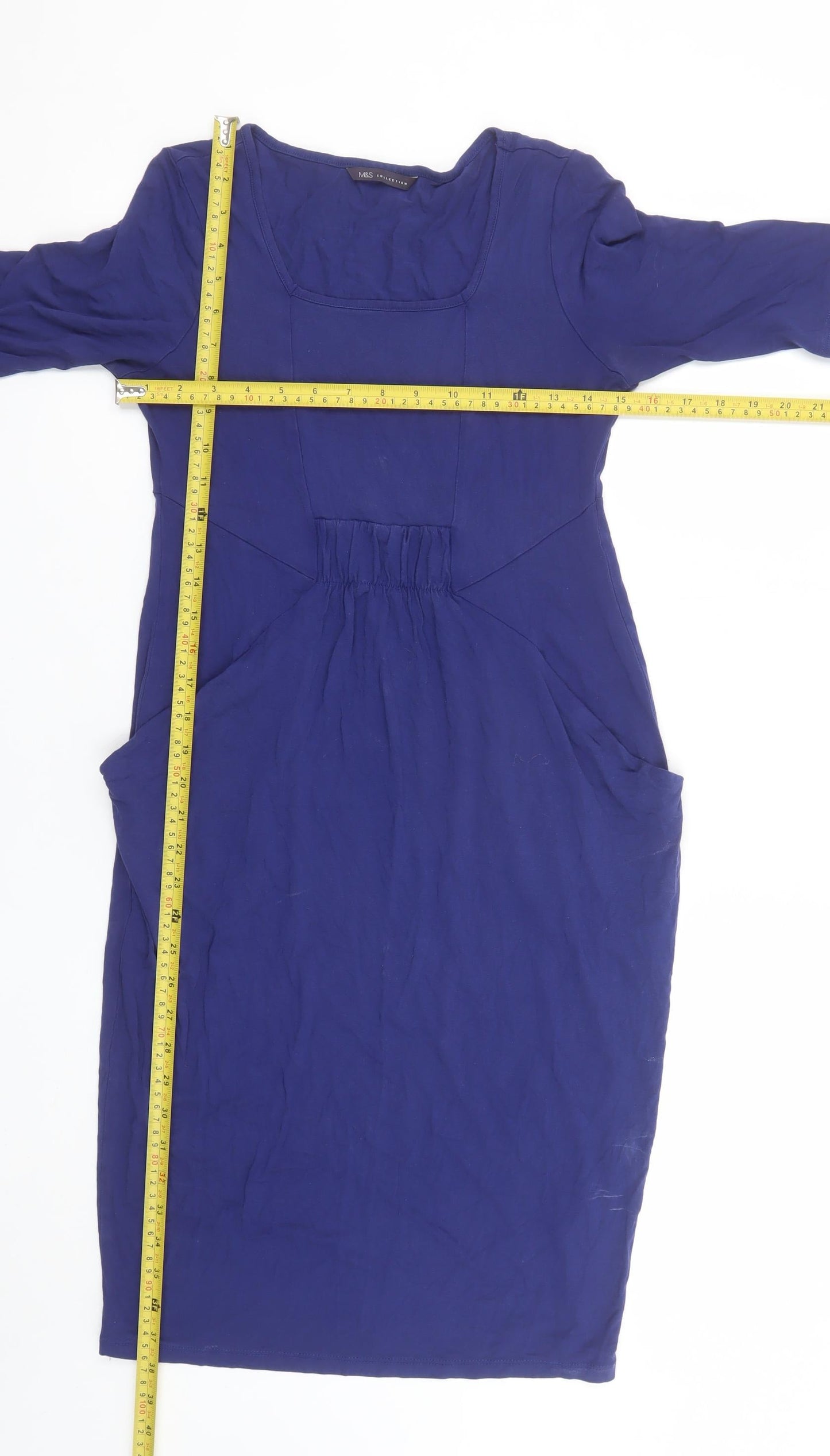 Marks and Spencer Women Blue Size 8 Shift Knee Length Dress
