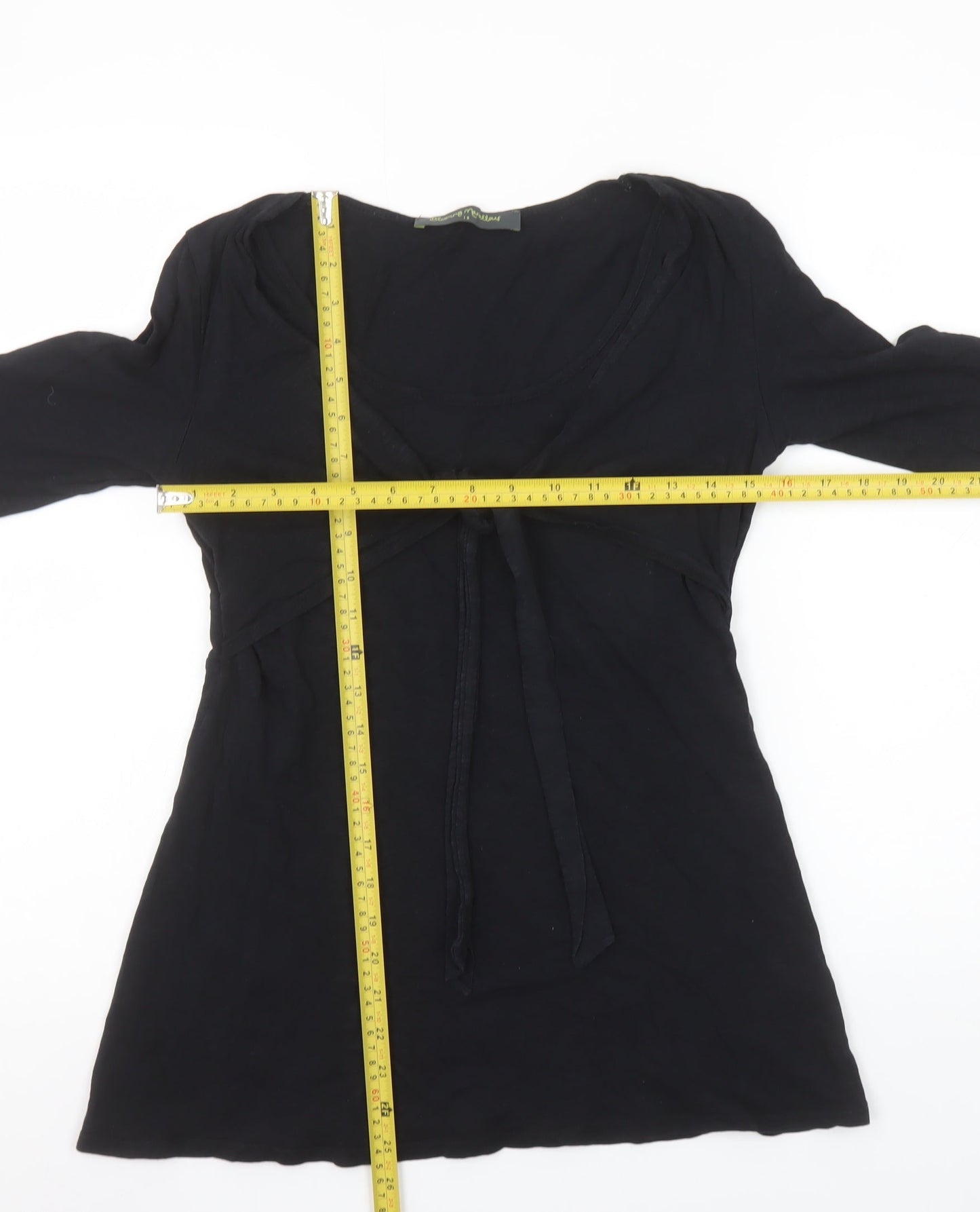 Blooming Marvellous Women's Black Tunic Top Size 10 Cotton Scoop Neck 3/4 Sleeve