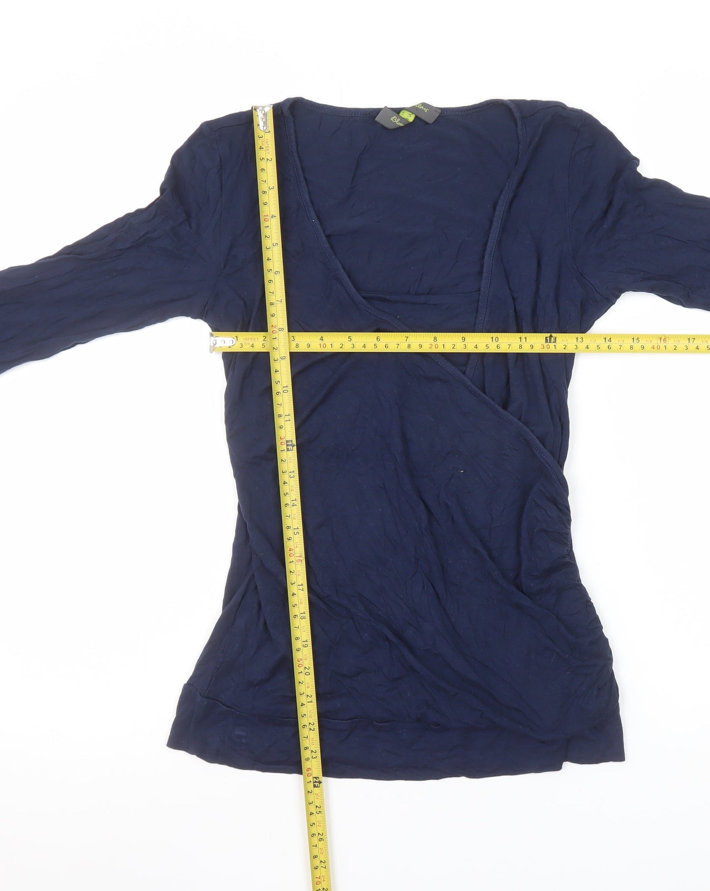 Blooming Marvellous Women Blue Wrap Jersey 3/4 Sleeve Top Size 10
