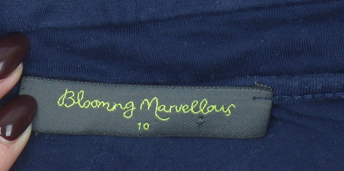 Blooming Marvellous Women Blue Wrap Jersey 3/4 Sleeve Top Size 10
