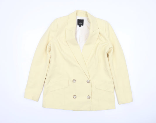 River Island Women's Beige Double-Breasted Blazer Jacket Size 8