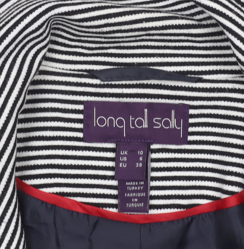 Long Tall Sally Women Black White Striped Blazer UK 10 Tailored Jacket