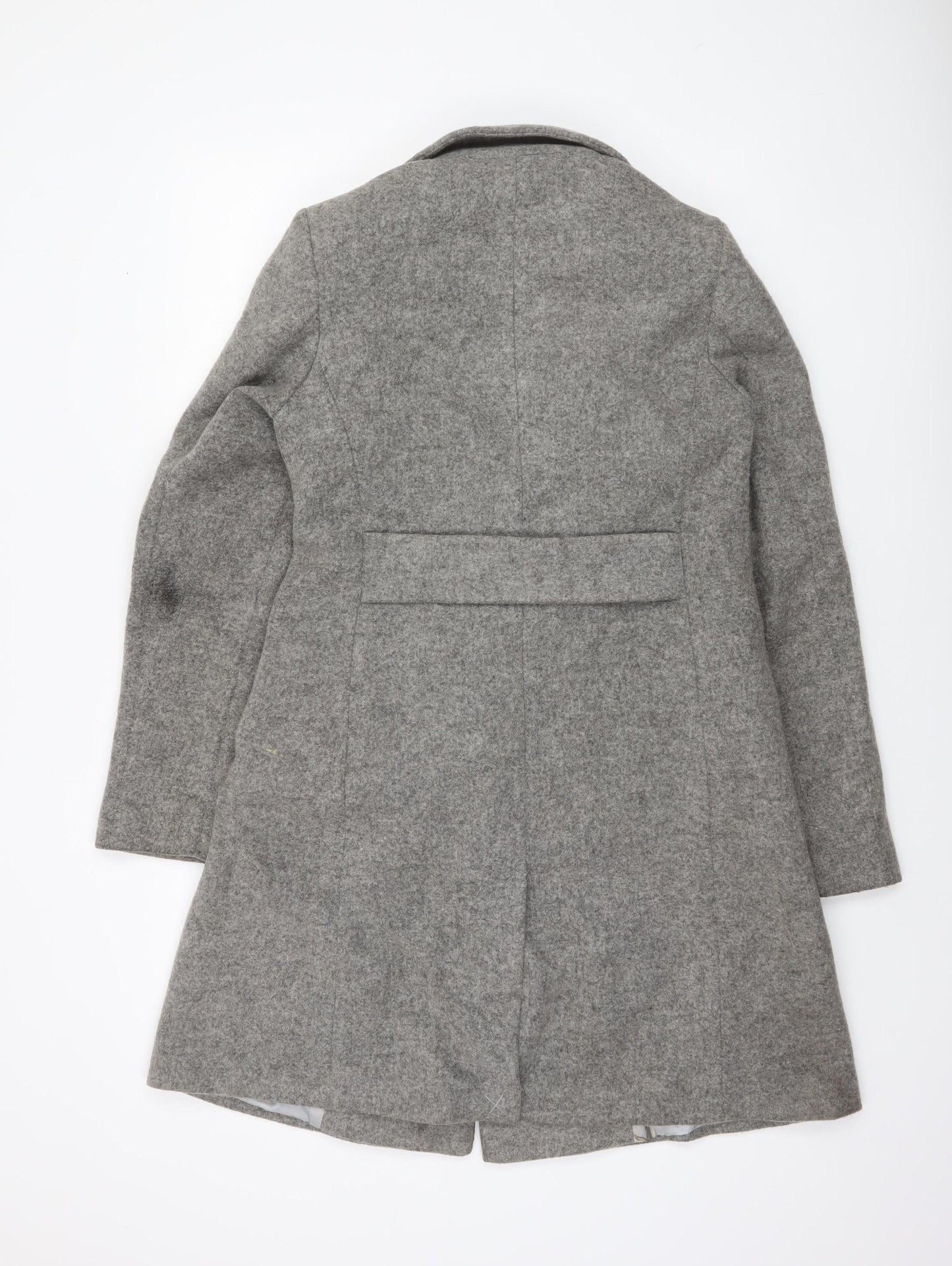 Next Women’s Grey Wool Blend Long Overcoat Size 8