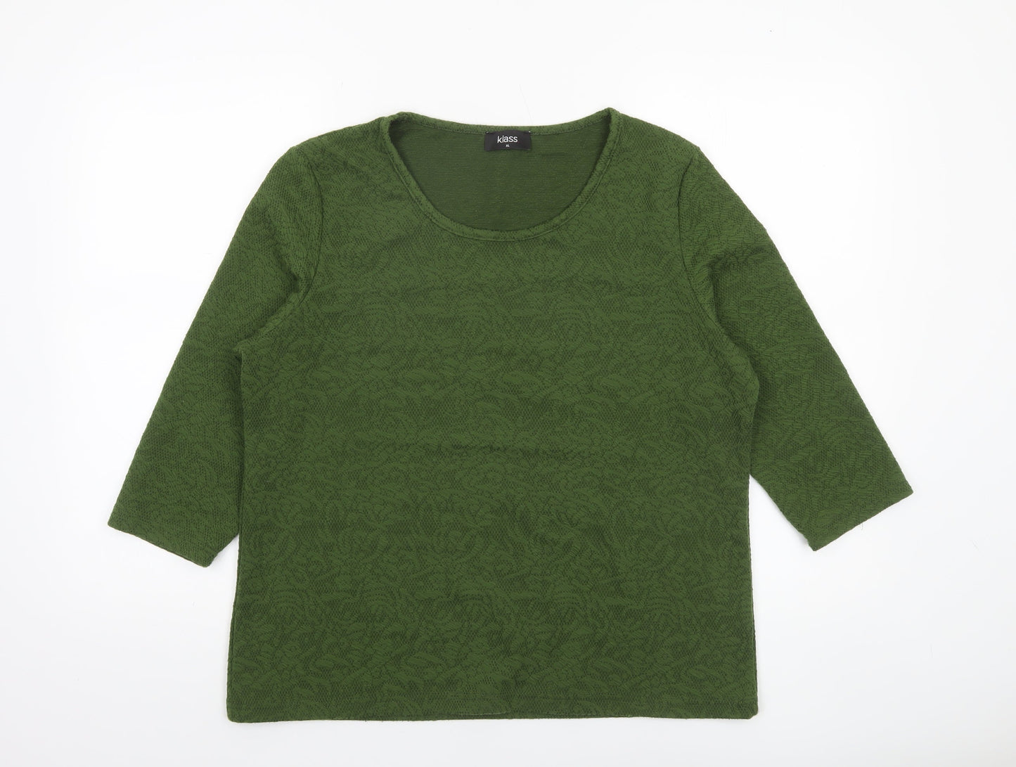 Klass Womens Green XL 3/4 Sleeve Scoop Neck Jersey Blouse