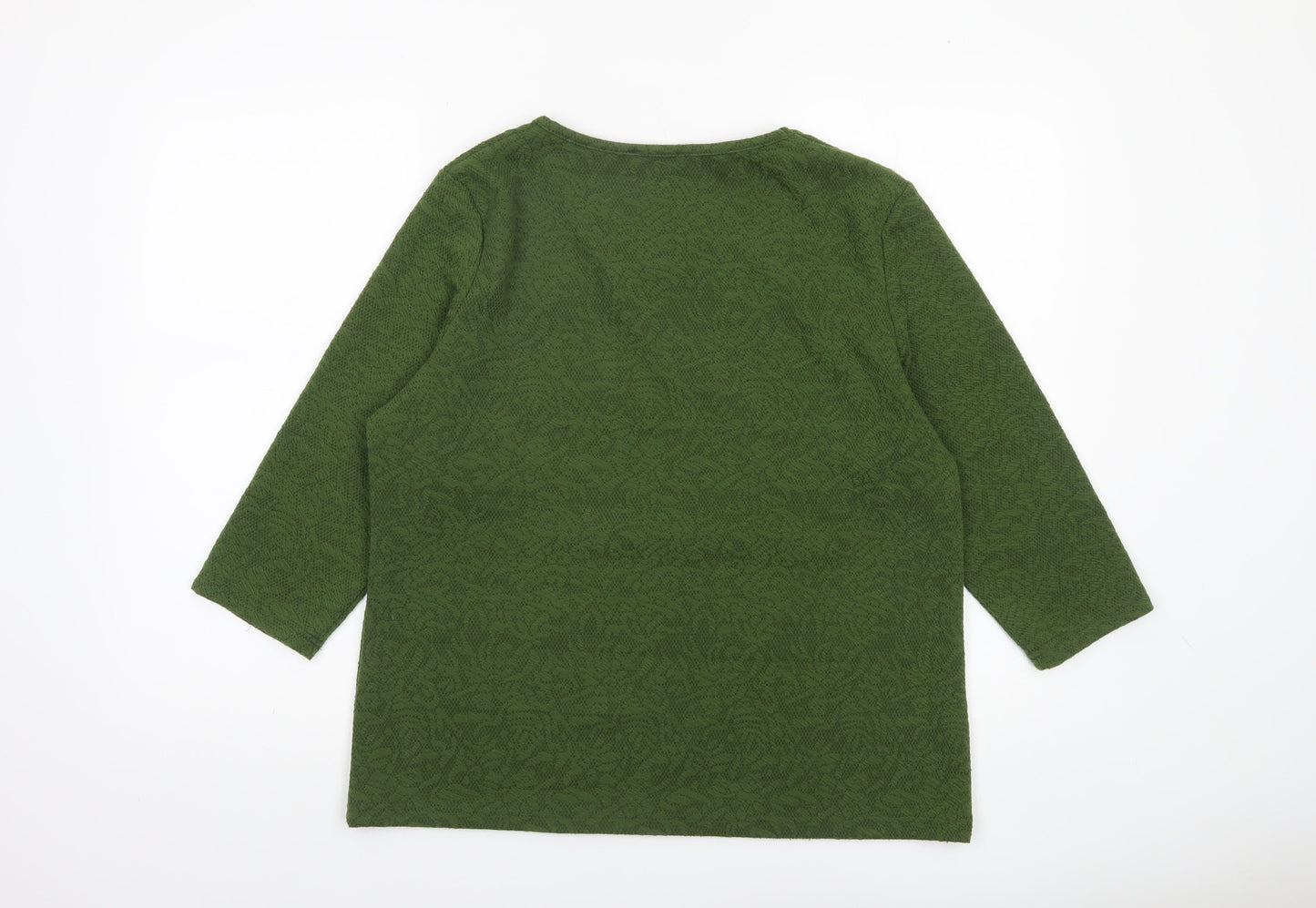 Klass Womens Green XL 3/4 Sleeve Scoop Neck Jersey Blouse