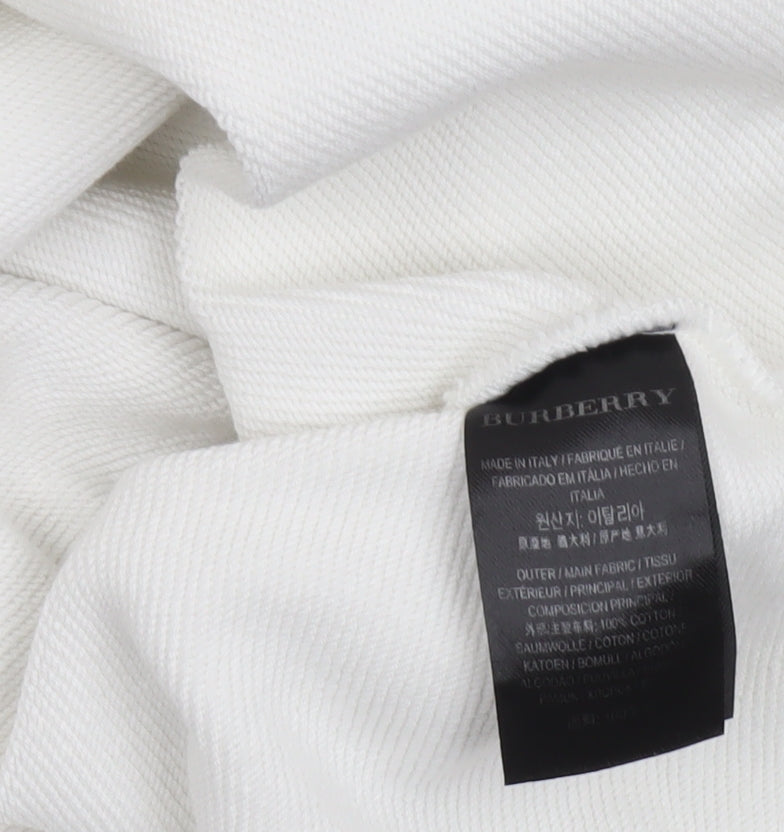 Womens UK M Regular Burberry White Pullover Sweatshirt