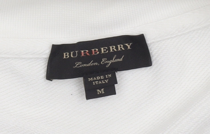 Womens UK M Regular Burberry White Pullover Sweatshirt