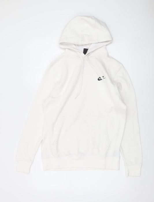 Mens UK S Regular Nike White Pullover Hoodie