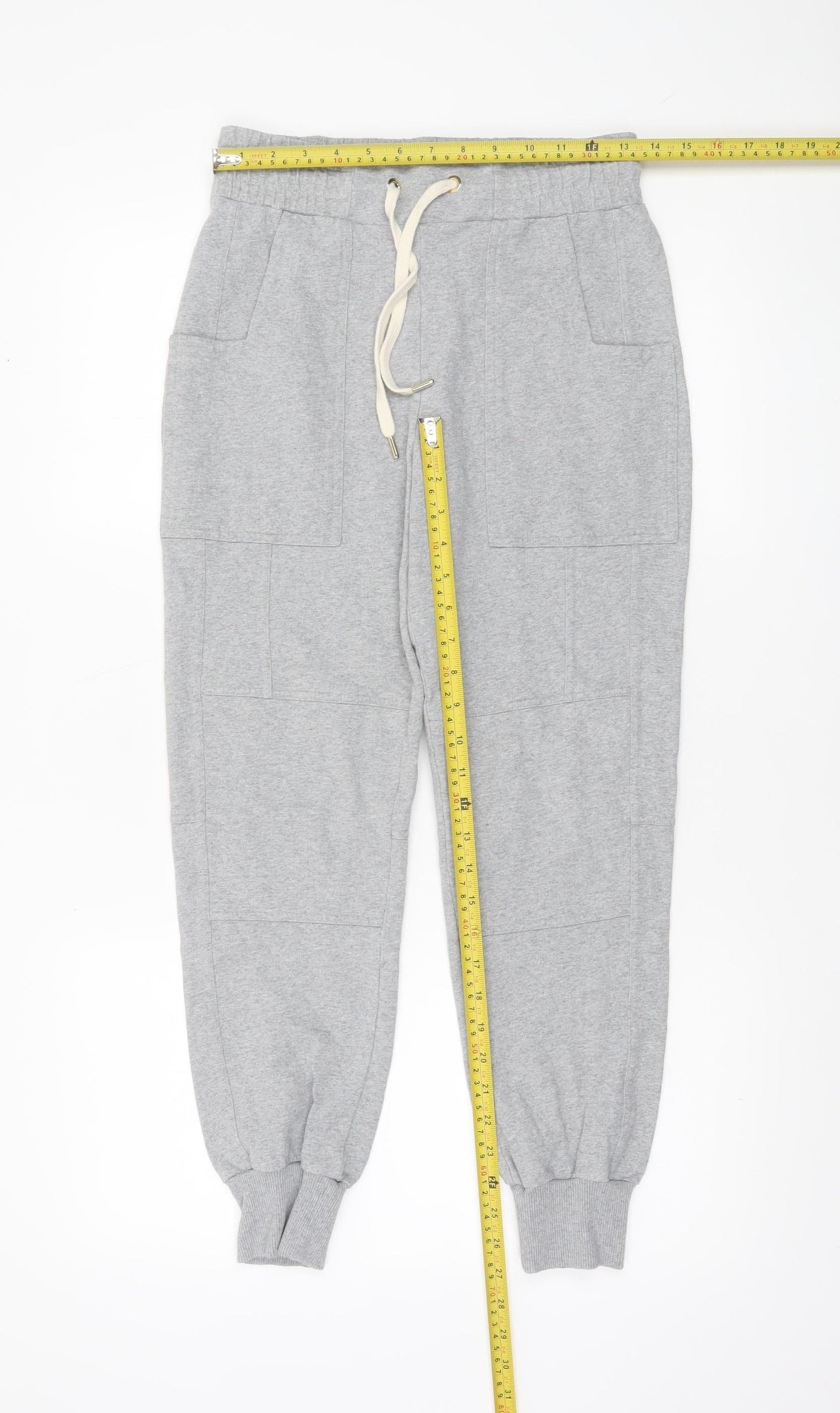 ME+EM Women's Grey Cotton Blend Jogger Trousers Size 6
