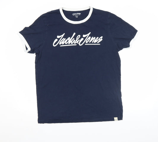 Mens UK Size XL JACK & JONES Blue  Cotton T-Shirt