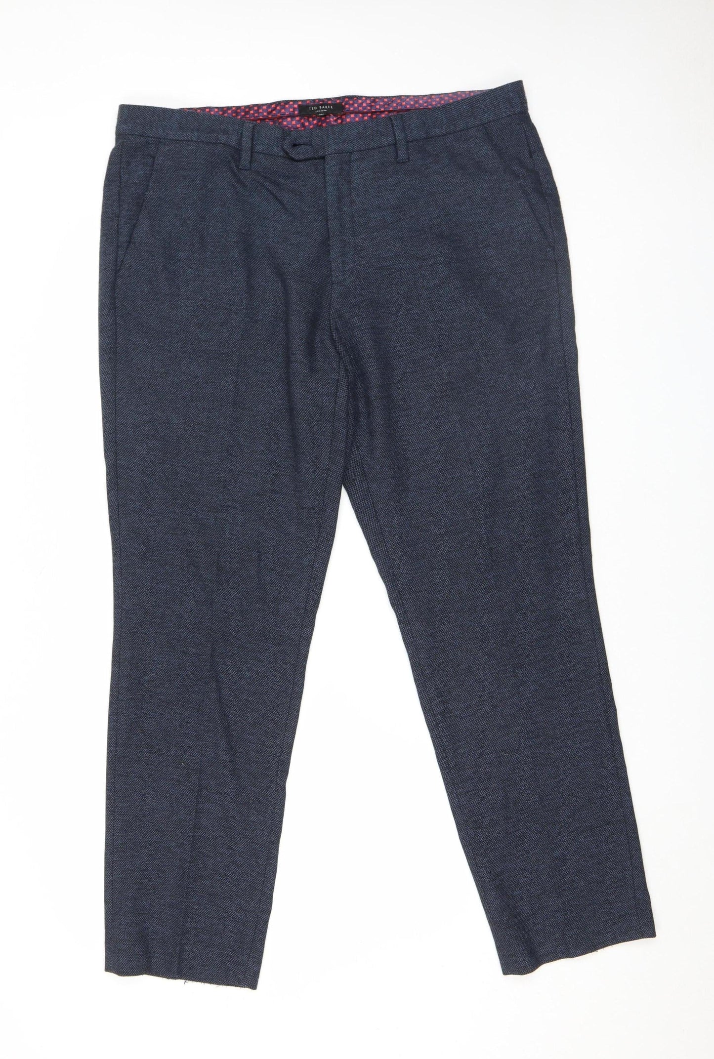 Ted Baker Men's Blue Slim Fit Wool Blend Chino Trousers 33W