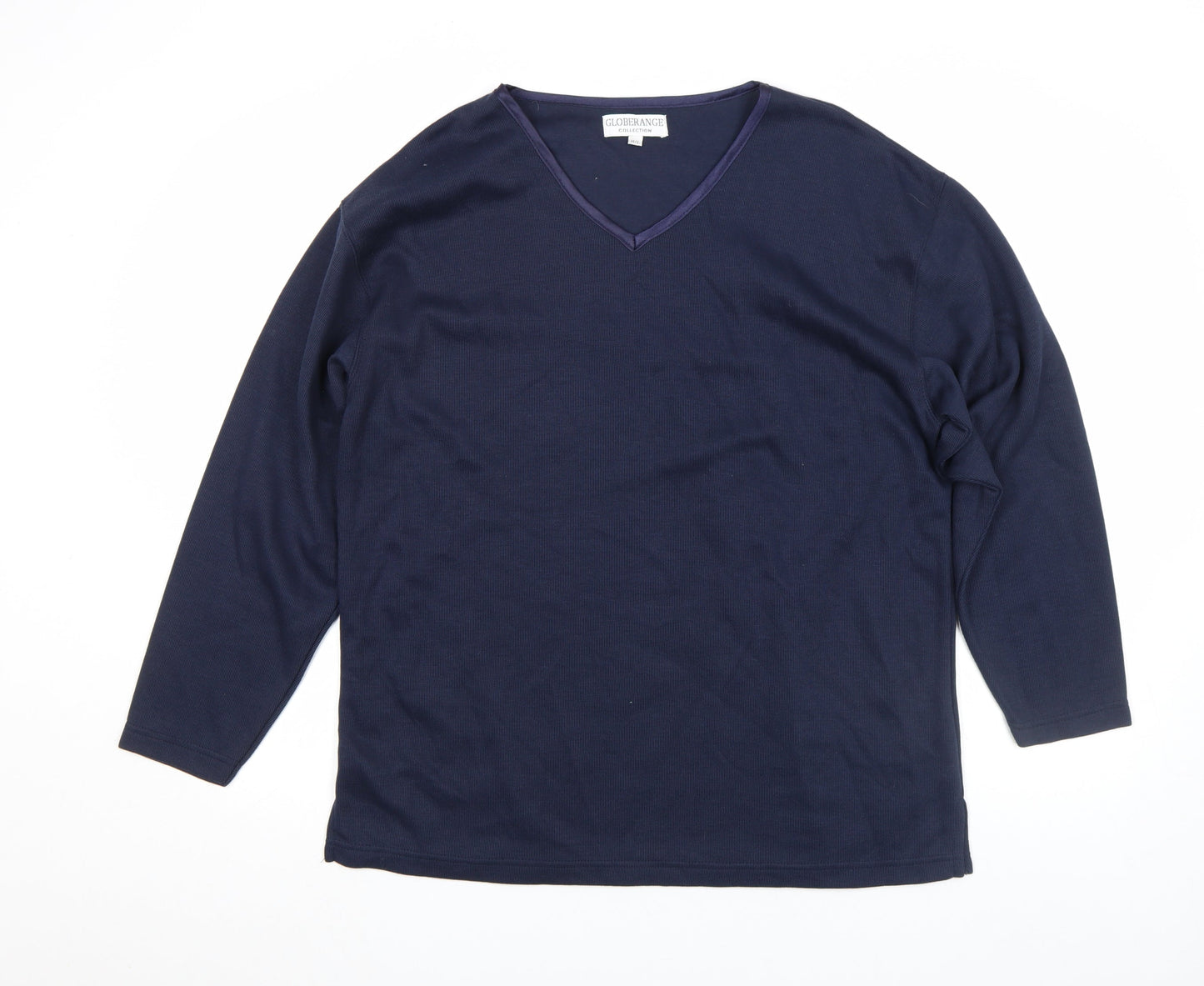 Globerange Collection Women’s Blue V-Neck Long Sleeve Jersey Top M