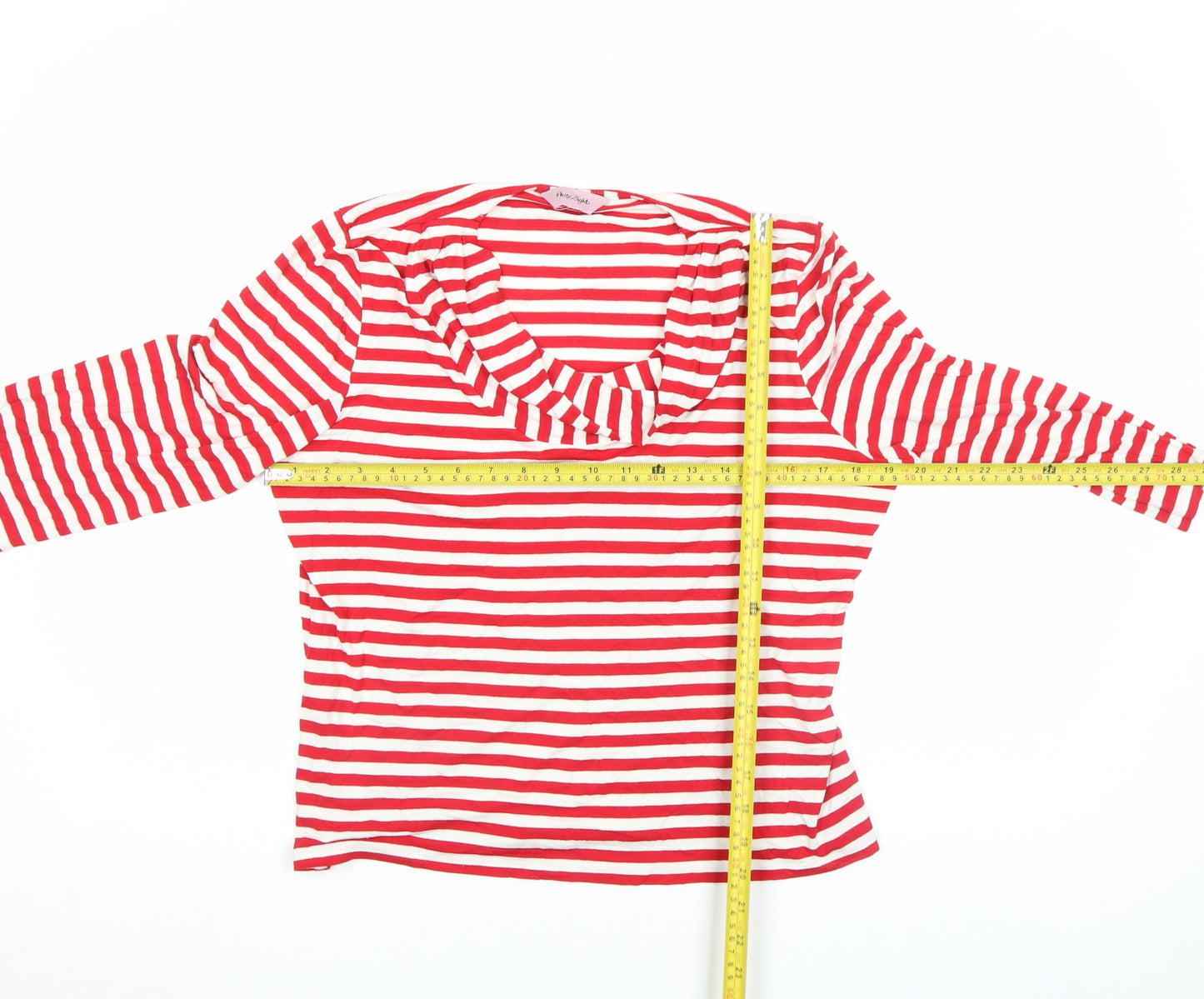 Phase Eight Women’s Red White Striped 3/4 Sleeve Scoop Neck Jersey Top Size 18