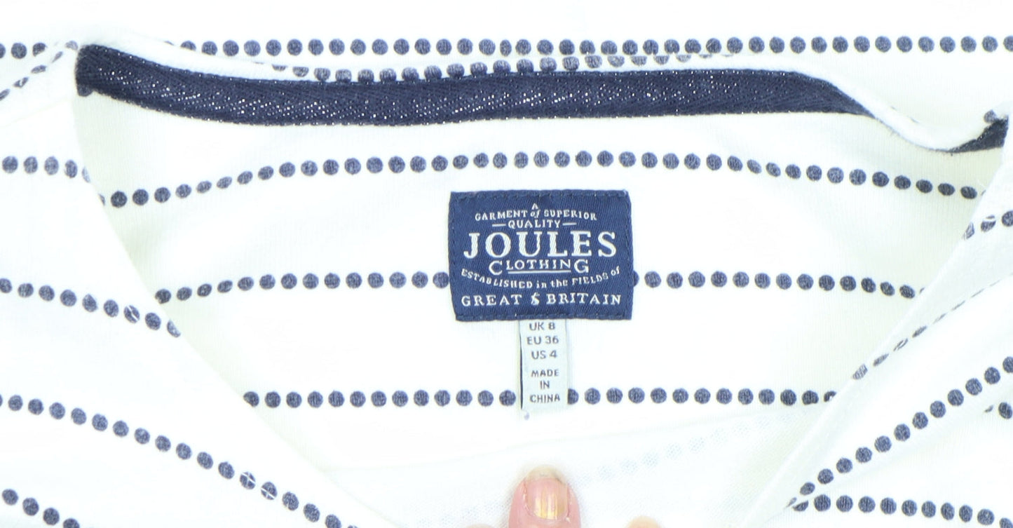 Womens UK Size 8 Joules White Cotton T-Shirt