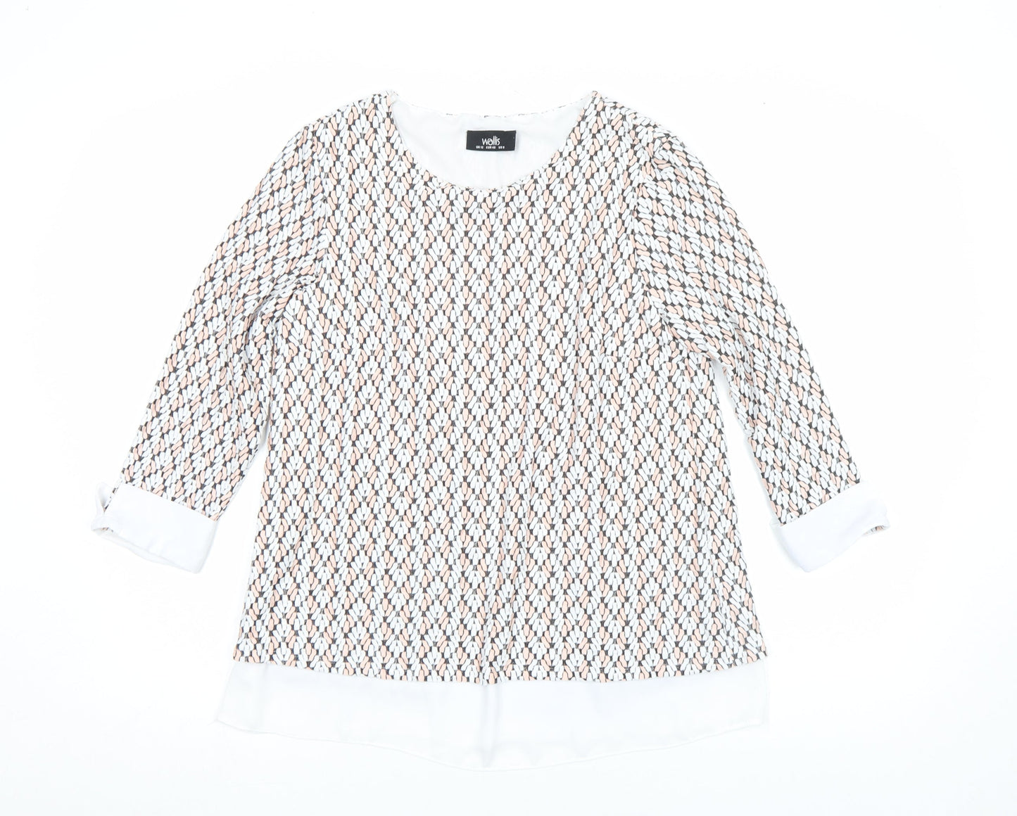 Wallis Womens Multicoloured Geometric Tunic Blouse UK 12 3/4 Sleeve