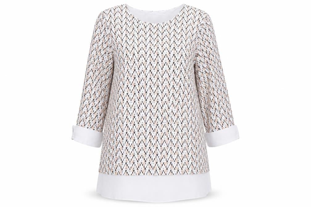 Wallis Womens Multicoloured Geometric Tunic Blouse UK 12 3/4 Sleeve