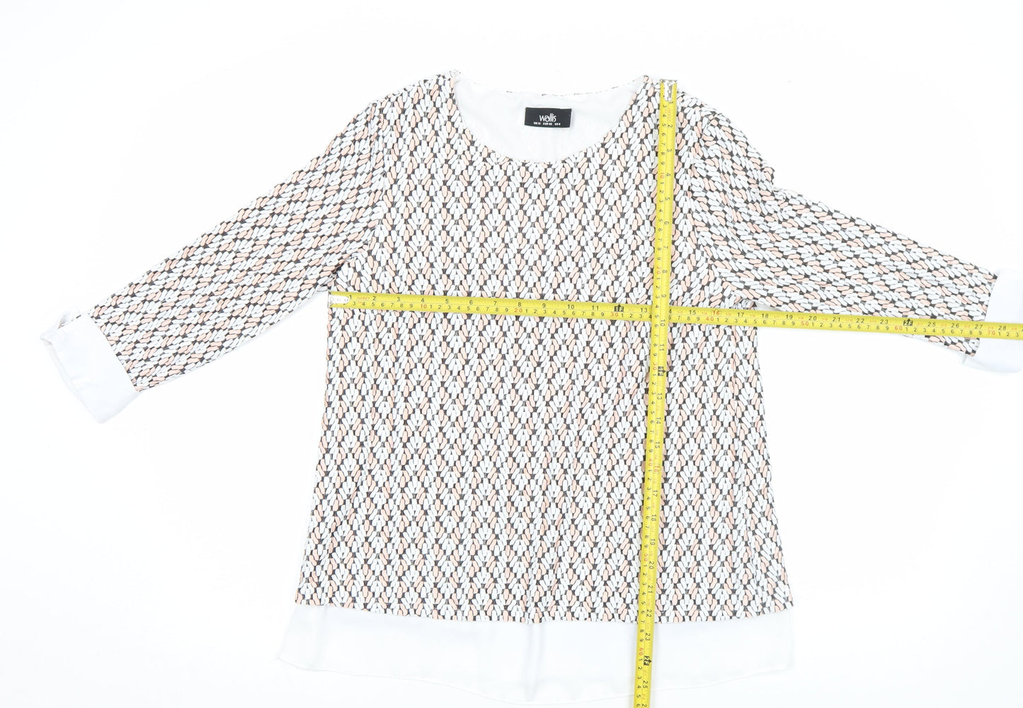 Wallis Womens Multicoloured Geometric Tunic Blouse UK 12 3/4 Sleeve