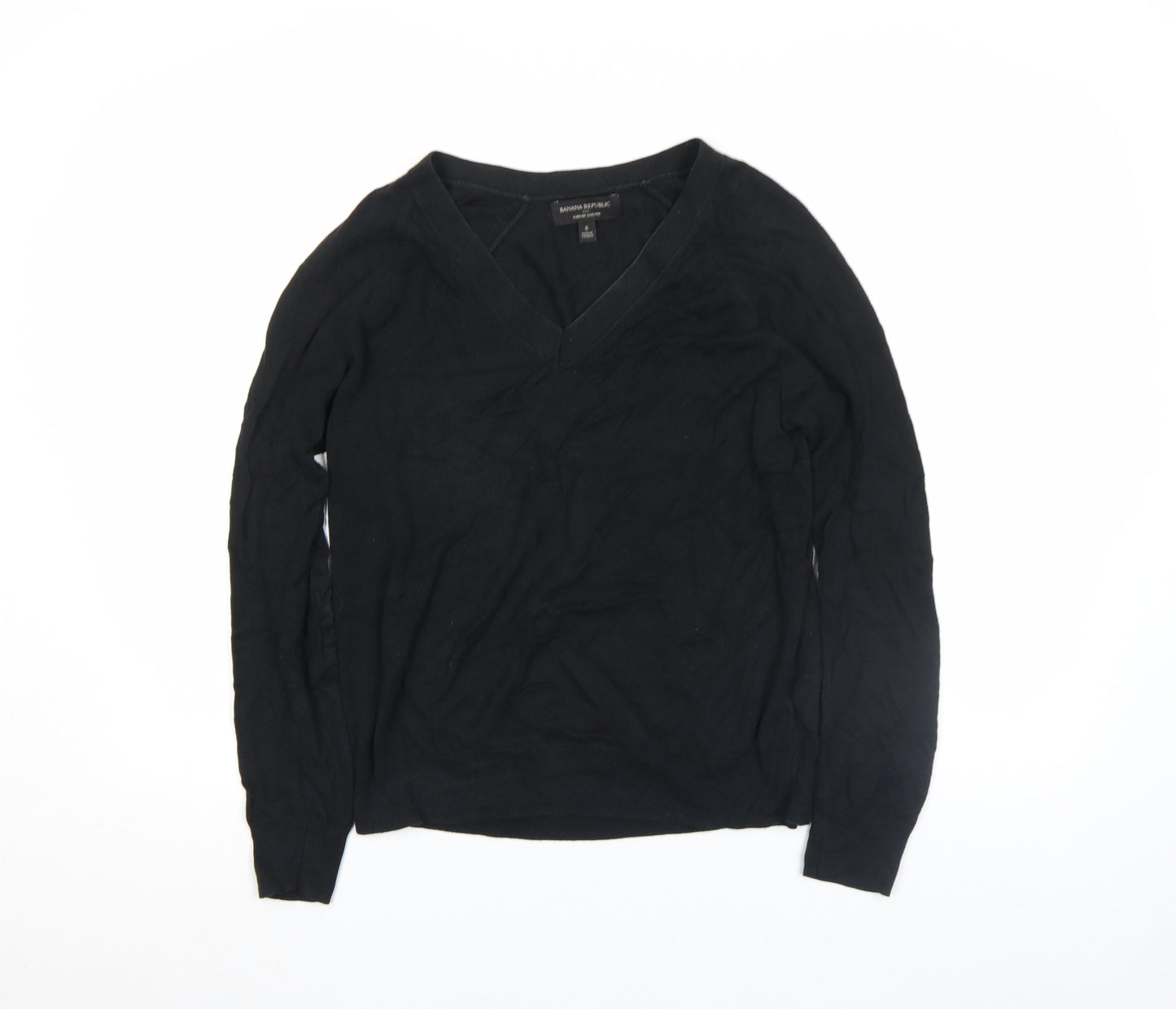 Banana Republic Women's Black V-Neck Cotton Jumper Size S