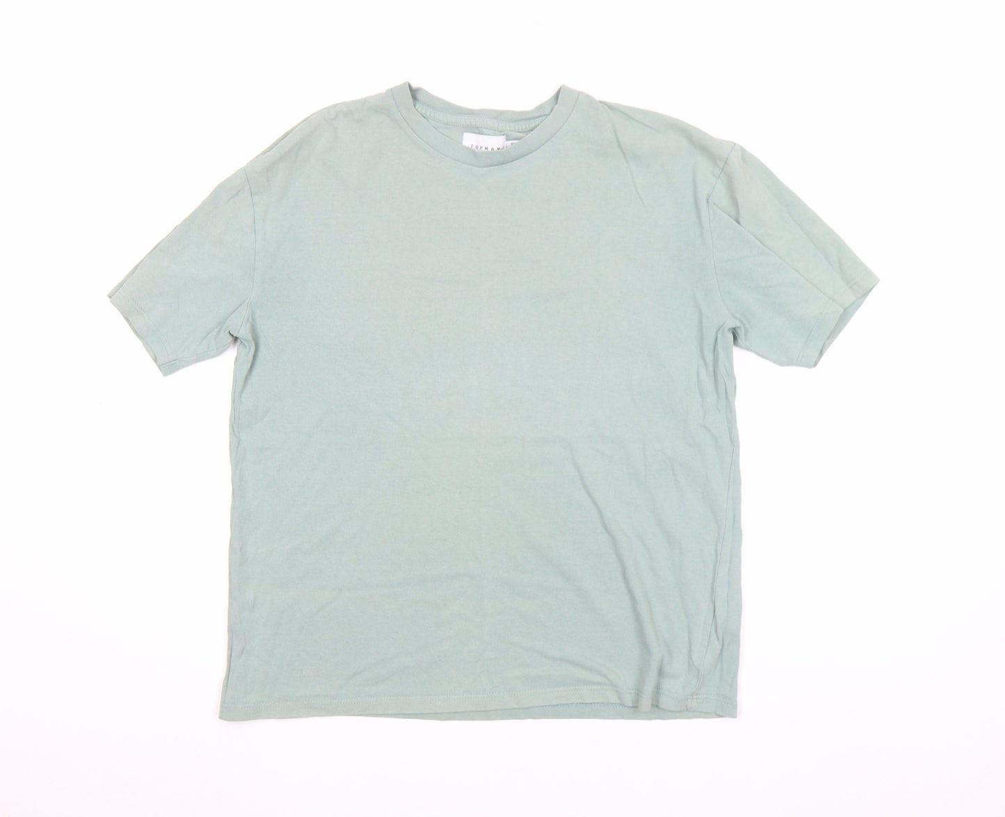 Topman Men's Green Cotton Short Sleeve Crew Neck T-Shirt Size S