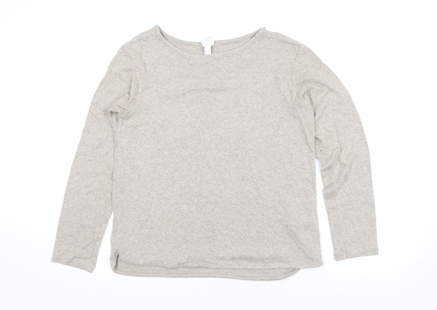 H&M Women Beige Long Sleeve Crew Neck Basic Jersey Top Size S