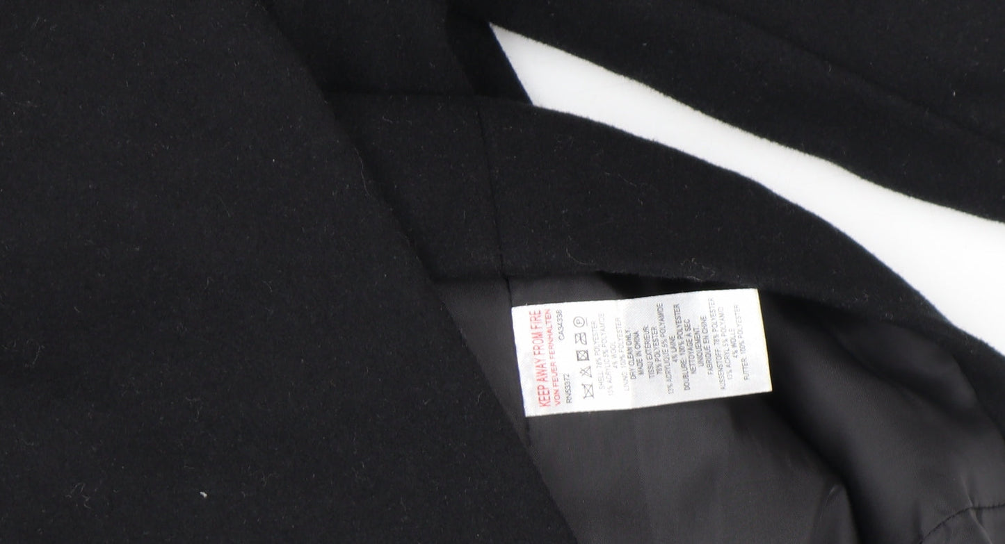 French Connection Women's Black Wool Belted Mid-Length Coat Size S