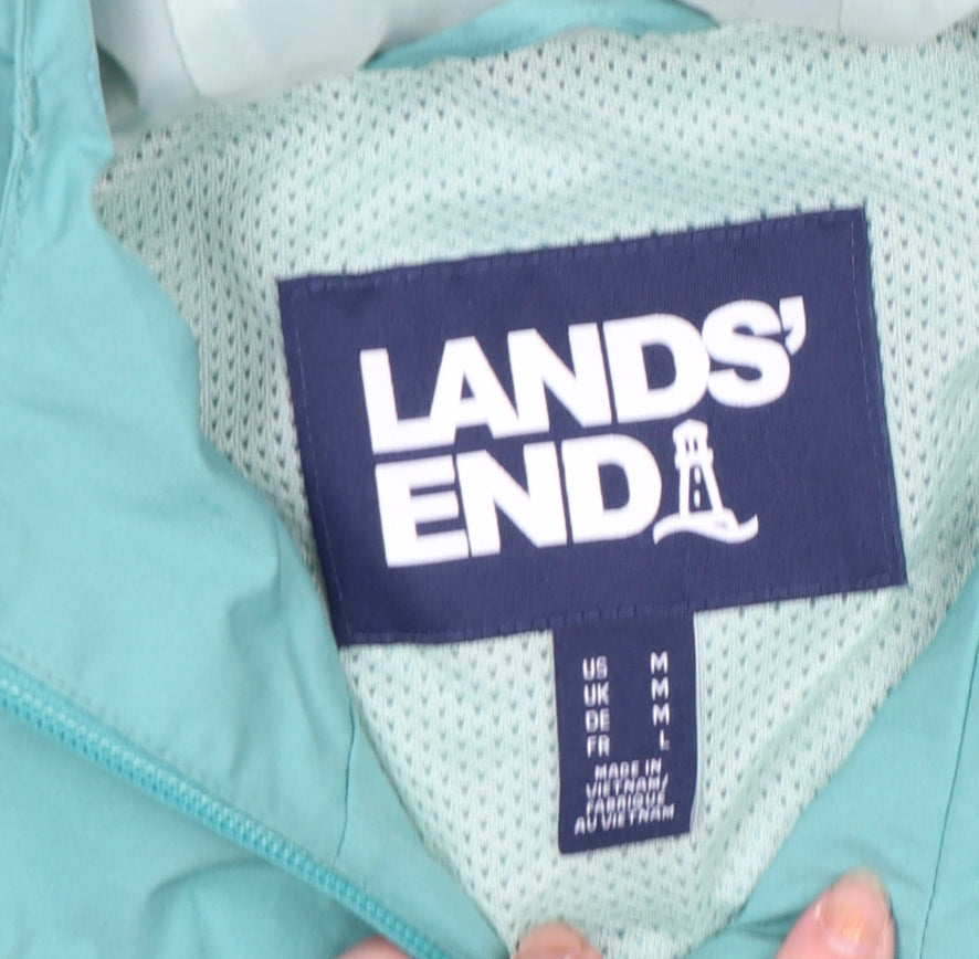 Womens UK Size M Regular Lands' End Green Polyester Jacket