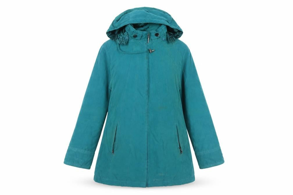 Bonmarché Women Green Hooded Parka Coat Size S Long Zip Casual Jacket
