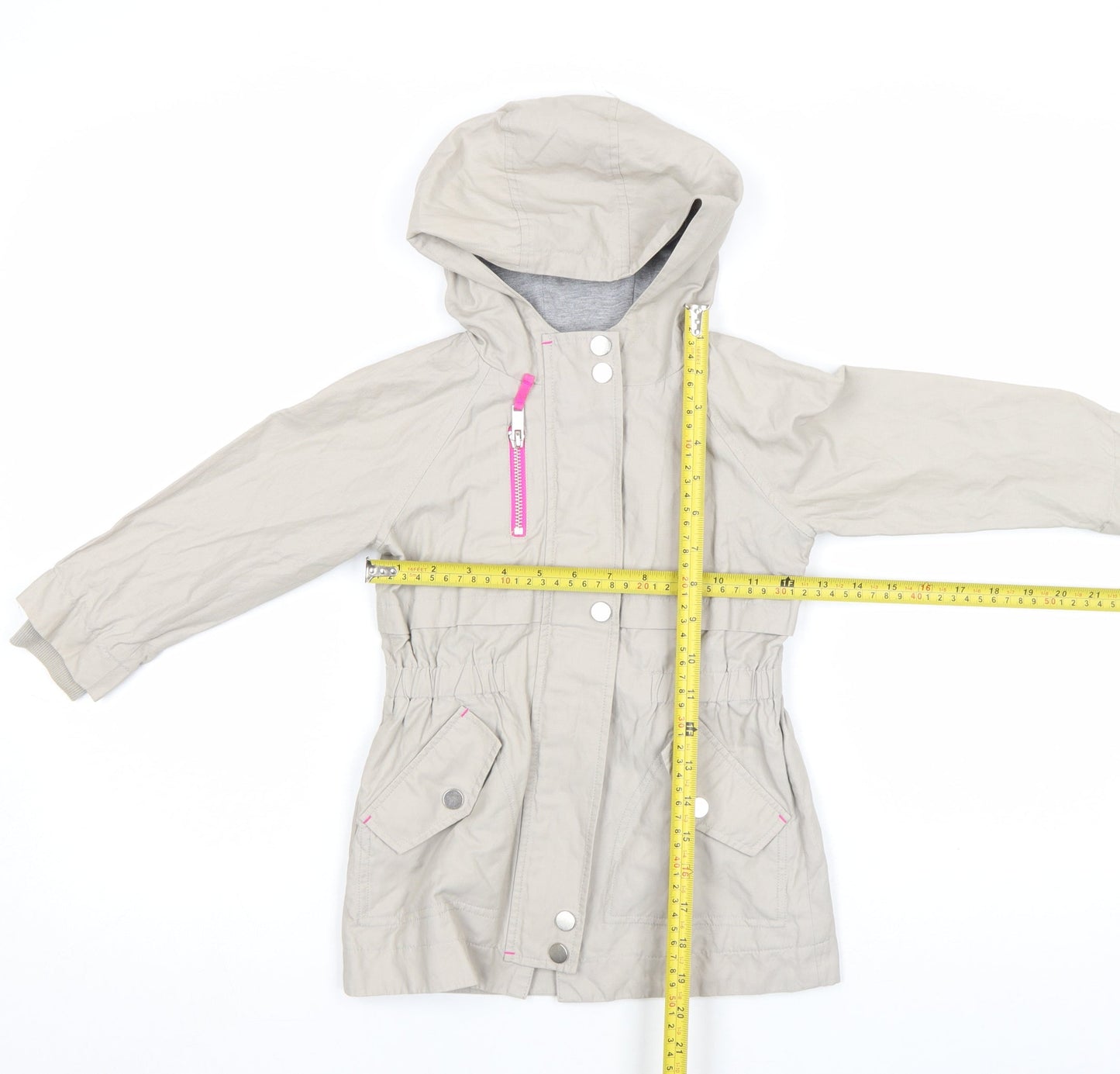 Mint Velvet Girls Beige Hooded Parka Coat 3 Years Lined Lightweight Jacket