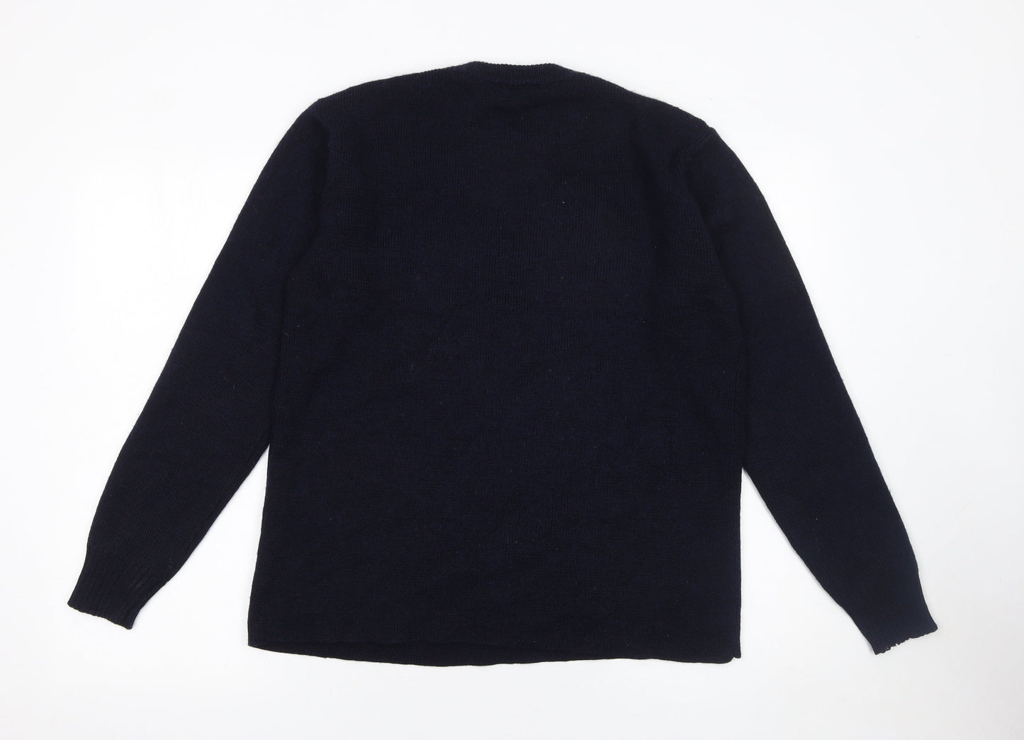 POP Women’s Black Wool Blend Crew Neck Pullover Jumper L