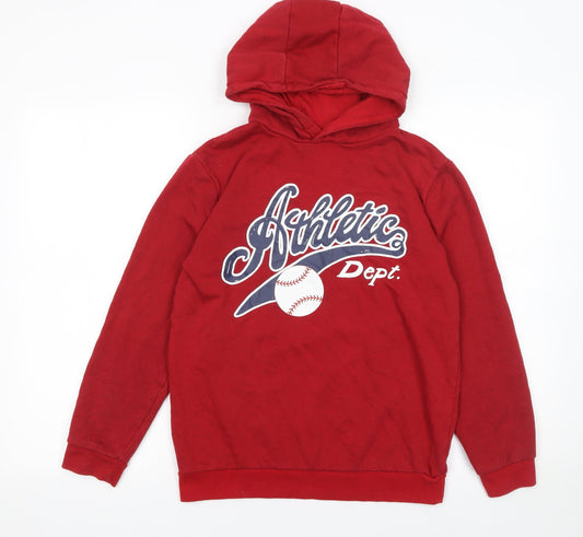 Primark Boys Red Athletic Dept Pullover Hoodie 11-12 Years Cotton Blend