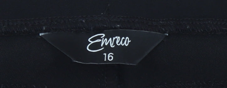 Emreco Women's Black Size 16 Stretch Straight Jeans