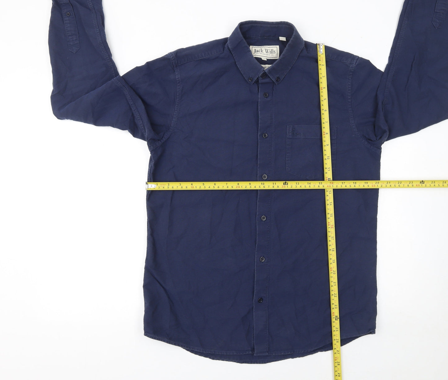 Jack Wills Men's Blue Medium Button-Down Cotton Shirt