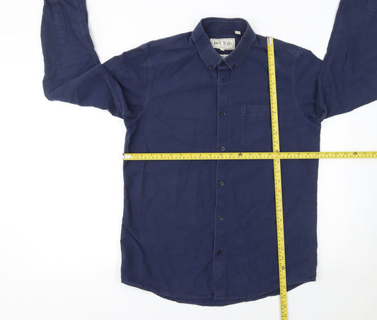 Jack Wills Men's Blue Medium Button-Down Cotton Shirt