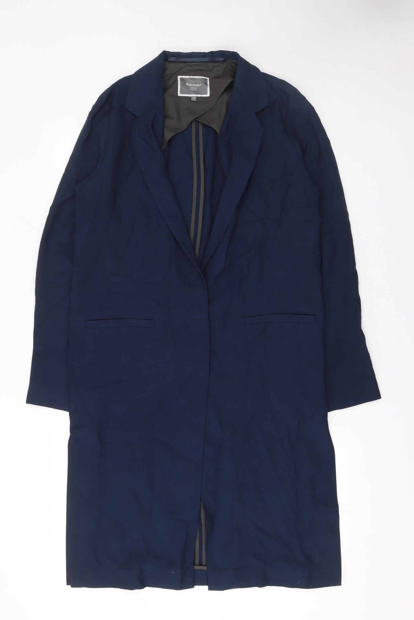 Next Women's Navy Blue Regular Fit Long Blazer Coat Size 10