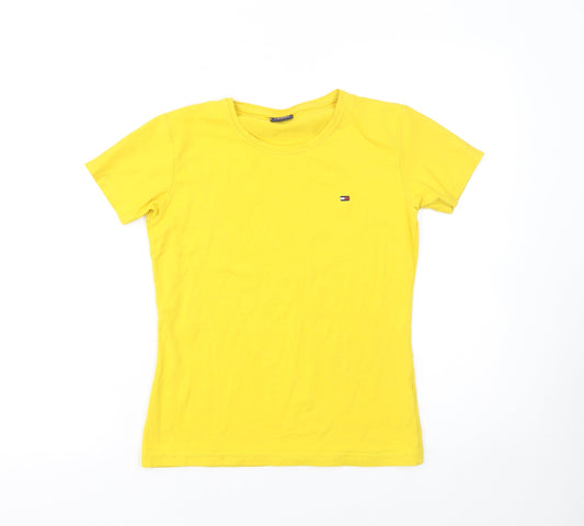 Womens UK Size S Tommy Hilfiger Yellow 100% Cotton T-Shirt
