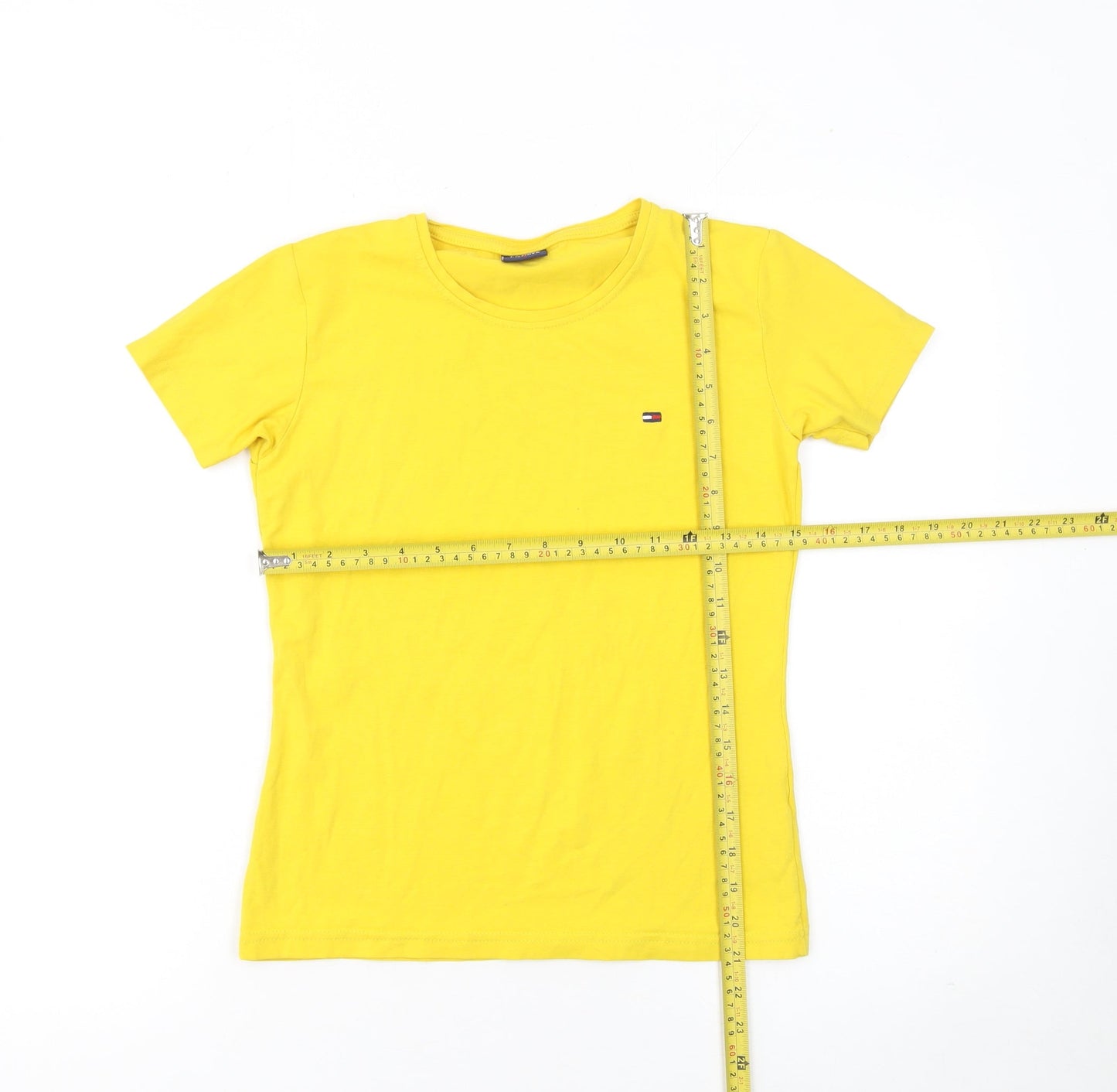 Womens UK Size S Tommy Hilfiger Yellow 100% Cotton T-Shirt