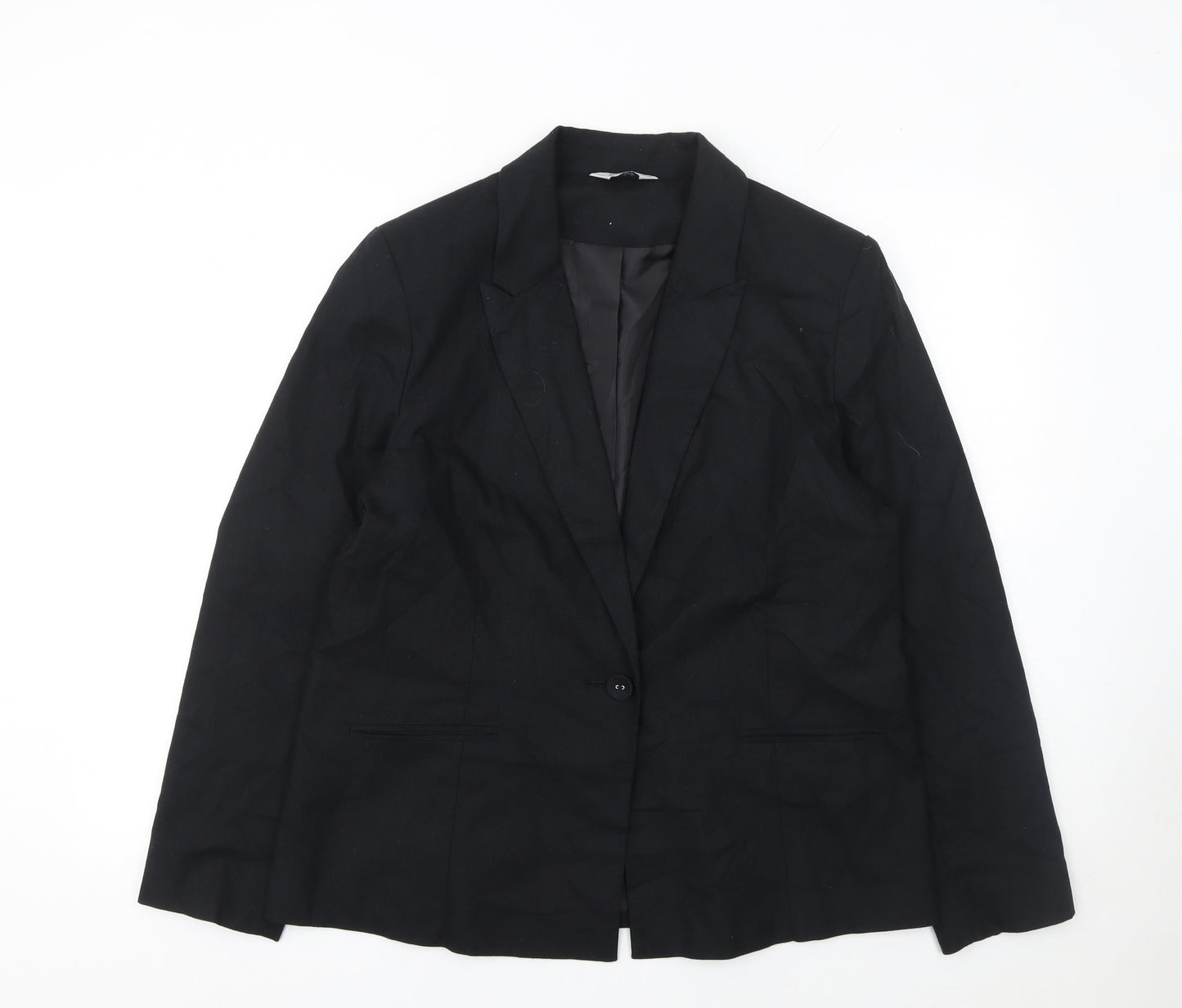 Classic Women's Black Blazer Jacket Size 16 Single Breasted Tailored Workwear