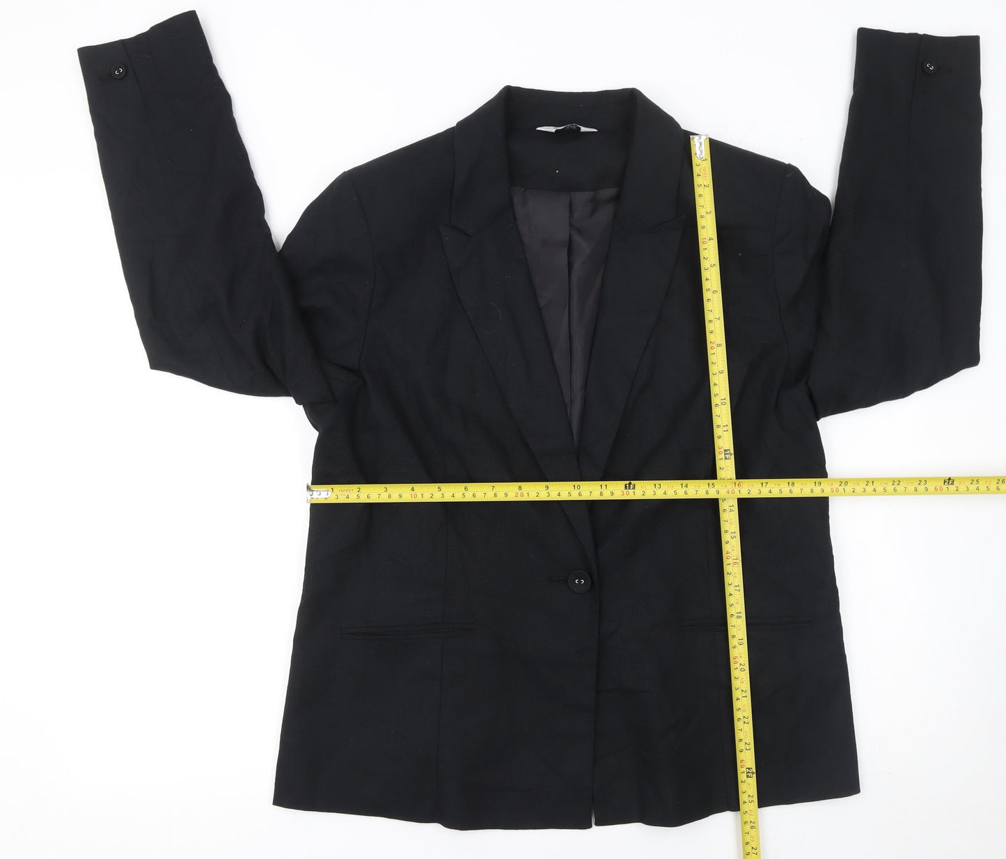 Classic Women's Black Blazer Jacket Size 16 Single Breasted Tailored Workwear