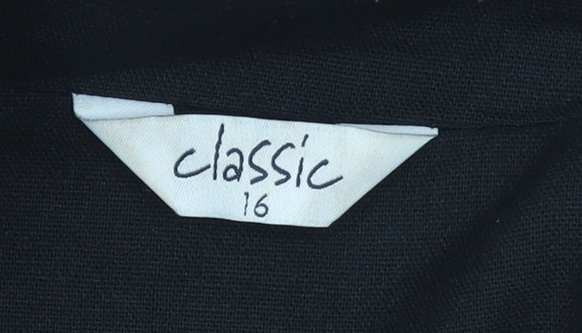 Classic Women's Black Blazer Jacket Size 16 Single Breasted Tailored Workwear