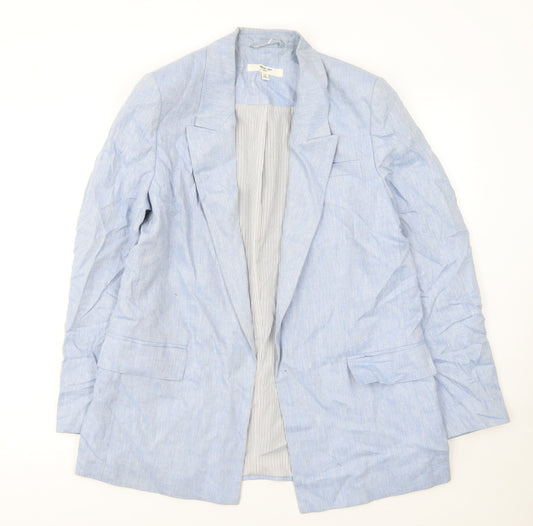 Next Women Blue Linen Blend Herringbone Blazer UK 12 Regular Fit