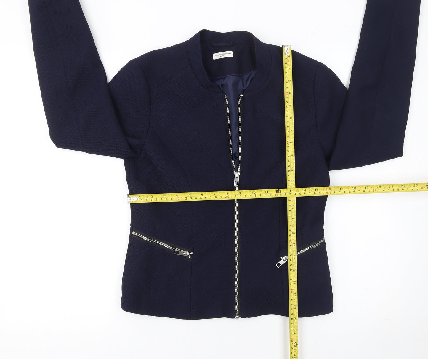 Jacqueline de Yong Women's Blue Slim Fit Zip Jacket Size 12