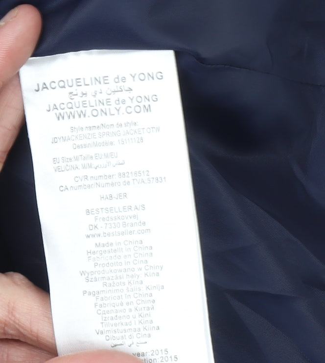 Jacqueline de Yong Women's Blue Slim Fit Zip Jacket Size 12