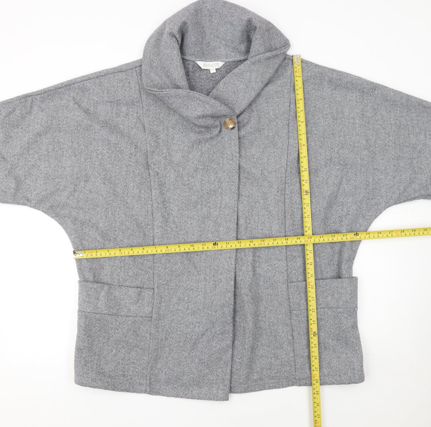 Apricot Women’s Grey Herringbone Mid-Length Coat XS
