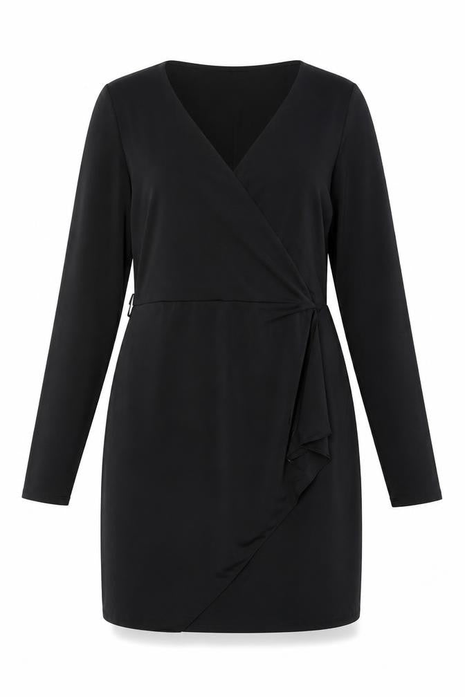 River Island Women’s Black Wrap Knee Length Dress Size 14