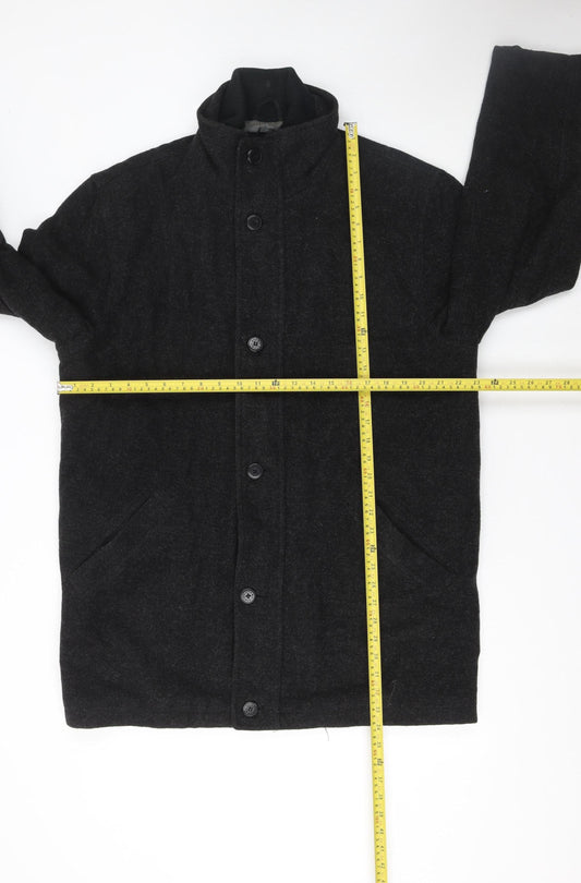 Stamp Collection Men's Black Wool Blend Mid-Length Overcoat M