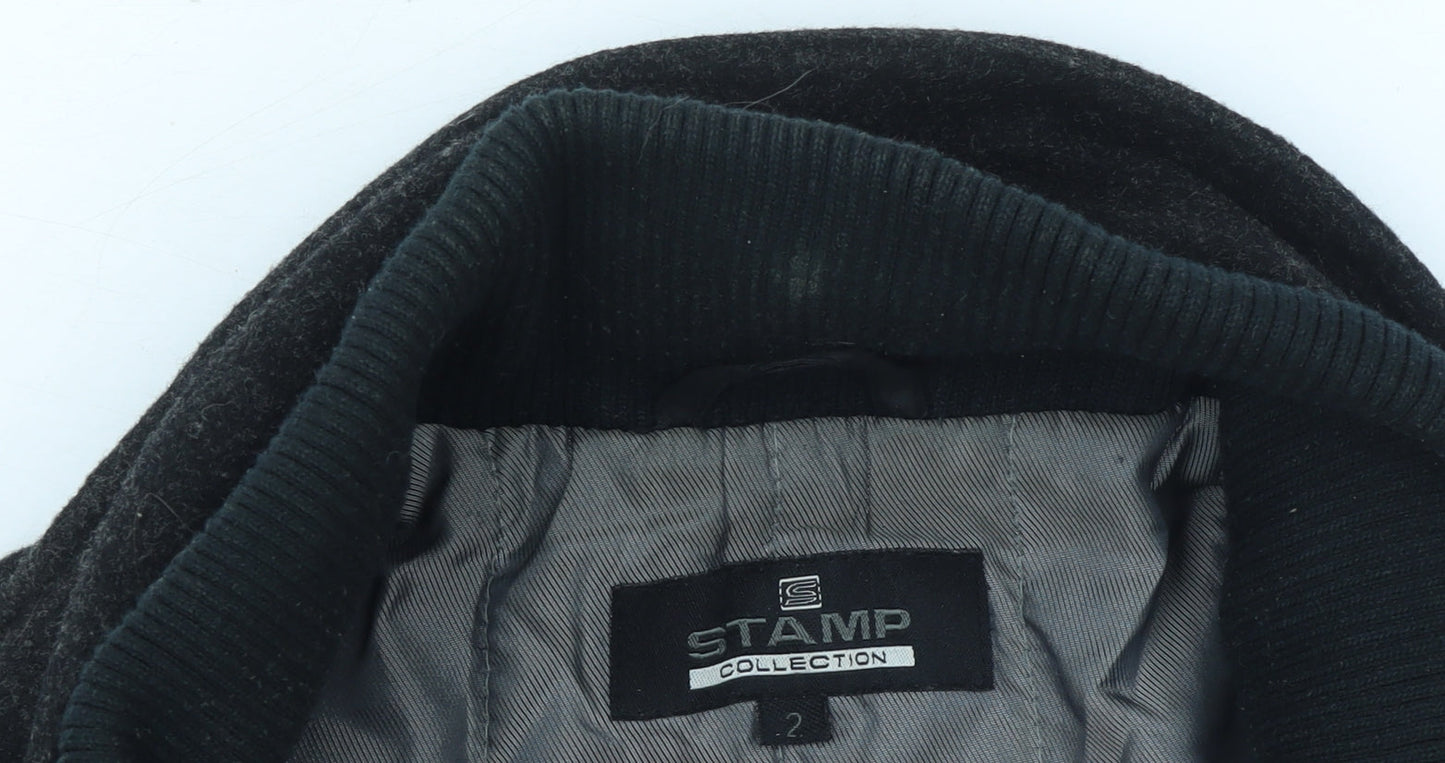 Stamp Collection Men's Black Wool Blend Mid-Length Overcoat M