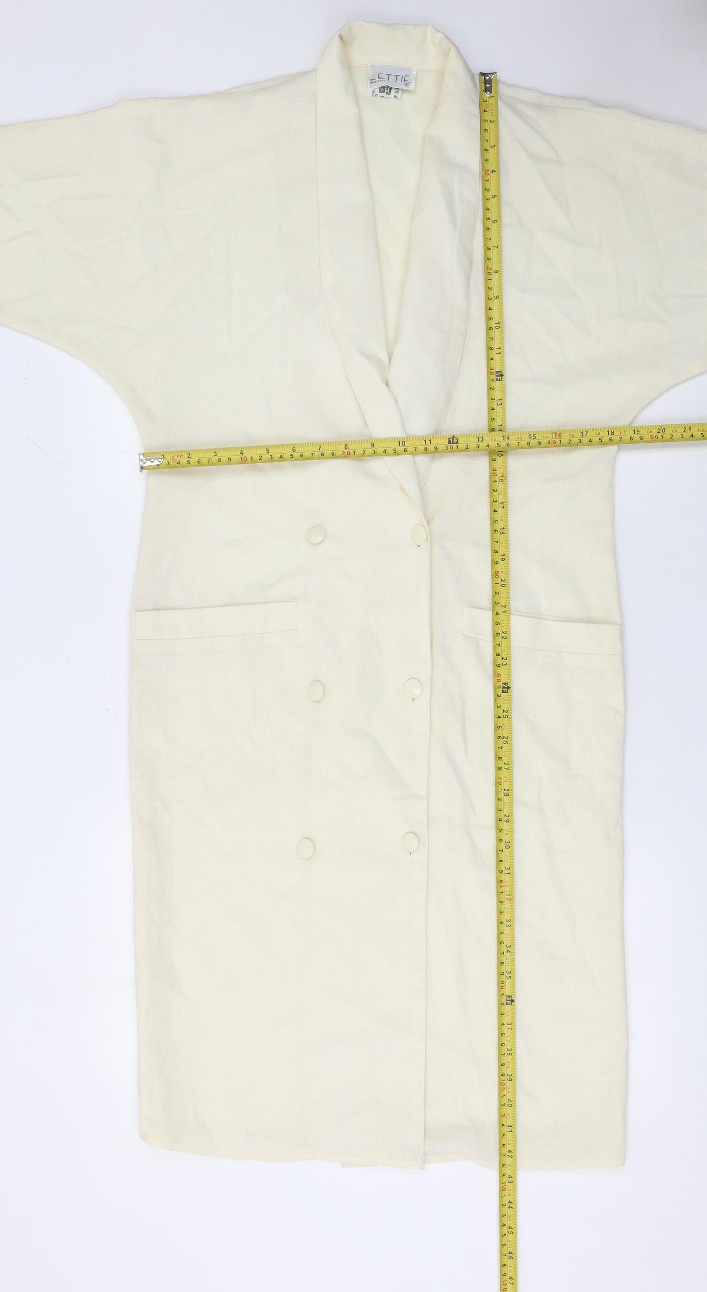 Lettie Women Ivory Double-Breasted Shawl Collar Blazer Size 10
