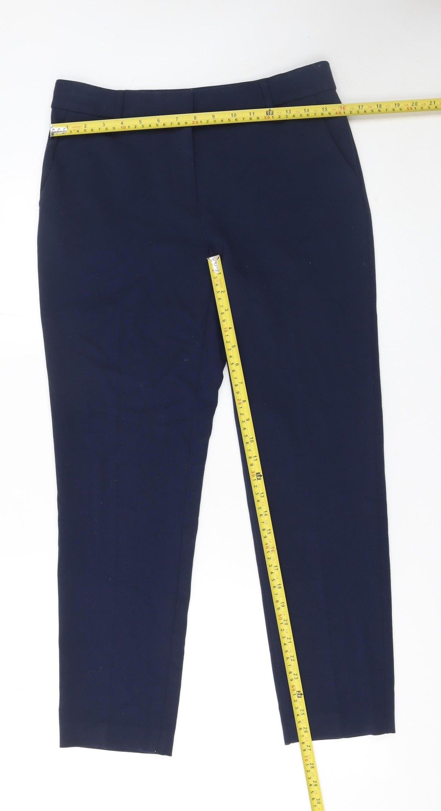 Marks and Spencer Womens Blue Size 10 Regular Stretch Trousers