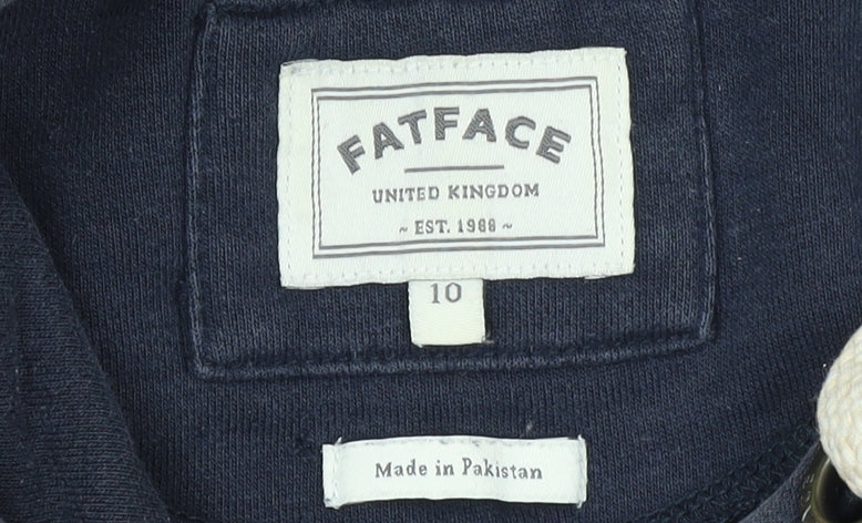 Womens UK 10 Regular FatFace Blue Pullover Hoodie